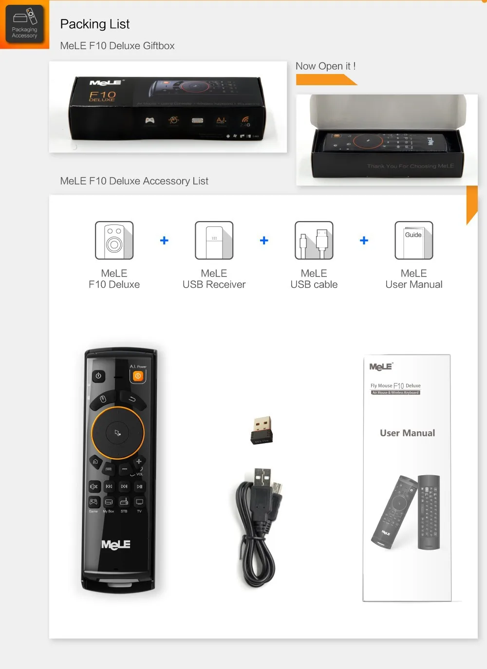 Mele F10 Deluxe Fly Air mouse 2,4 ГГц Беспроводная клавиатура Пульт дистанционного управления с ИК-функцией обучения для Smart Android Tv Box Мини-ПК