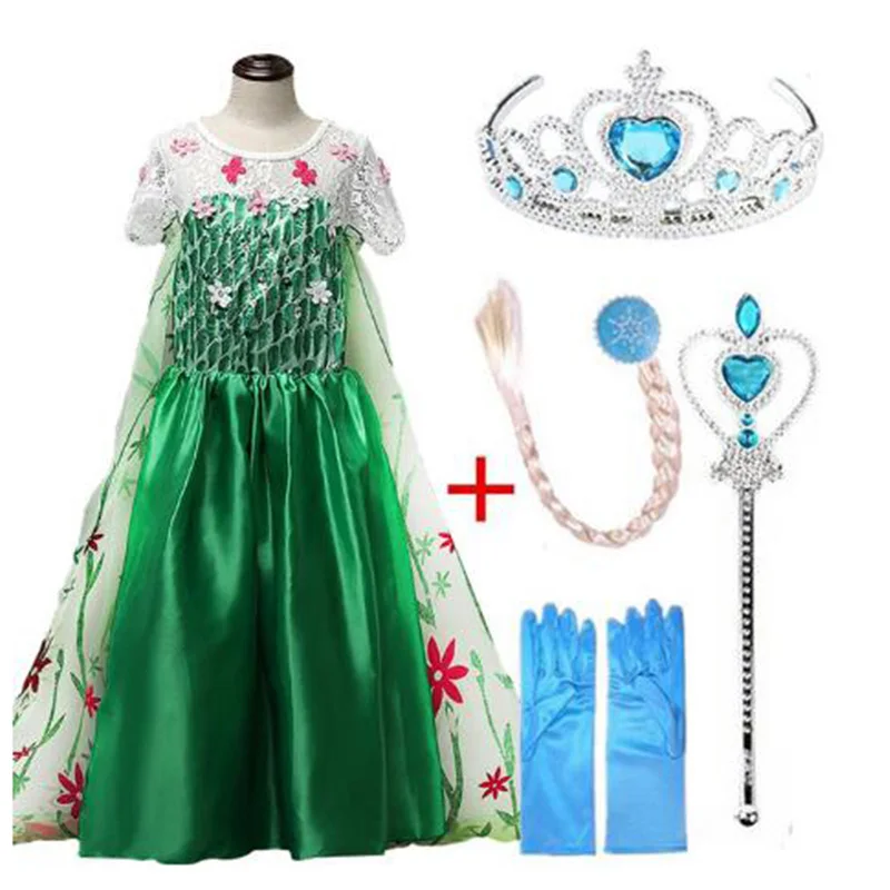 Одежда для девочек платье на Хэллоуин Vestido Infantil парик с короной перчатки