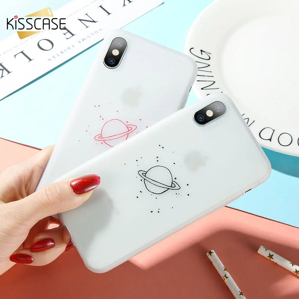 KISSCASE White Starry Night Planet Case For iPhone X Luxury Luminous 6 6S 7 8 Plus Xs Max XR Soft Back Covers |