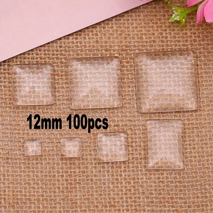 100 шт. прозрачные стеклянные кабошоны с квадратными куполообразными ручками