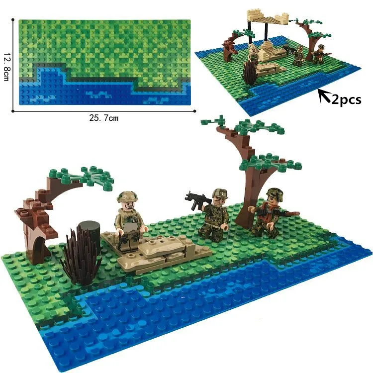 10x10 inch Island Baseplate Small blocks 16 32*32 dot 25x25cm Sea Beach building bricks base plate Figure Boy Toy DIY Board | Игрушки и