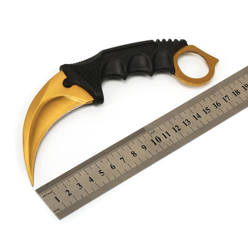 Нож Karambit CS GO, контр страйк, hawkbill, тактический коготь, karambit, нож для шеи, боевой бой, лагерь, для самообороны, для походов - Цвет: gold