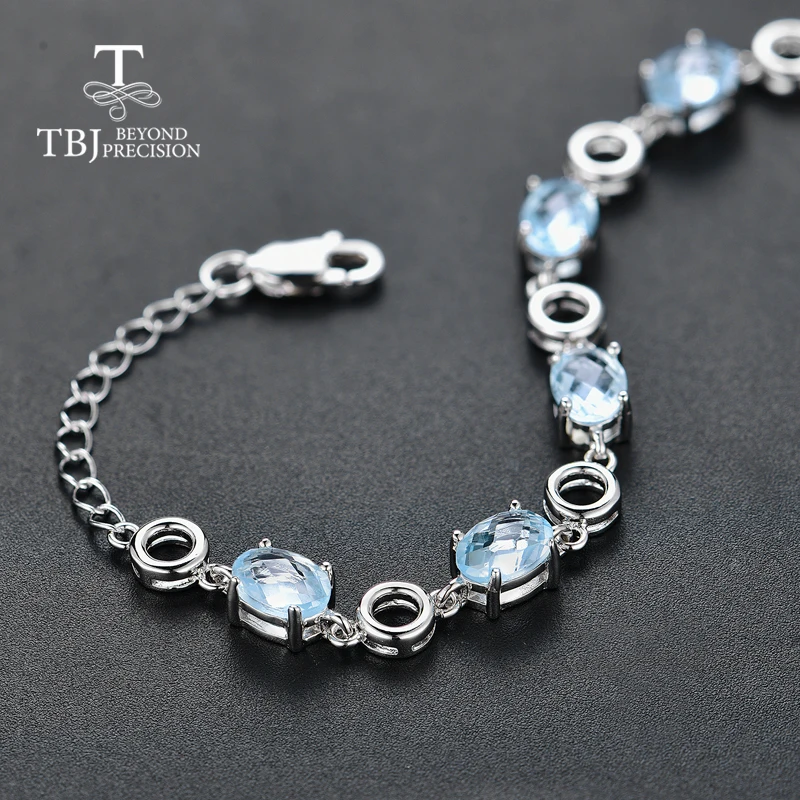 Женский браслет с голубым топазом TBJ Ювелирное Украшение натуральными