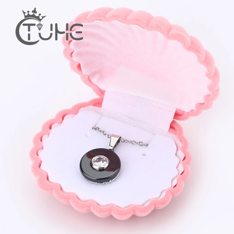 

Керамическое ожерелье с плюшевой коробкой для подарка женские Стразы керамические ожерелья и подвески колье bijoux Chain femme с бесплатной цепочкой