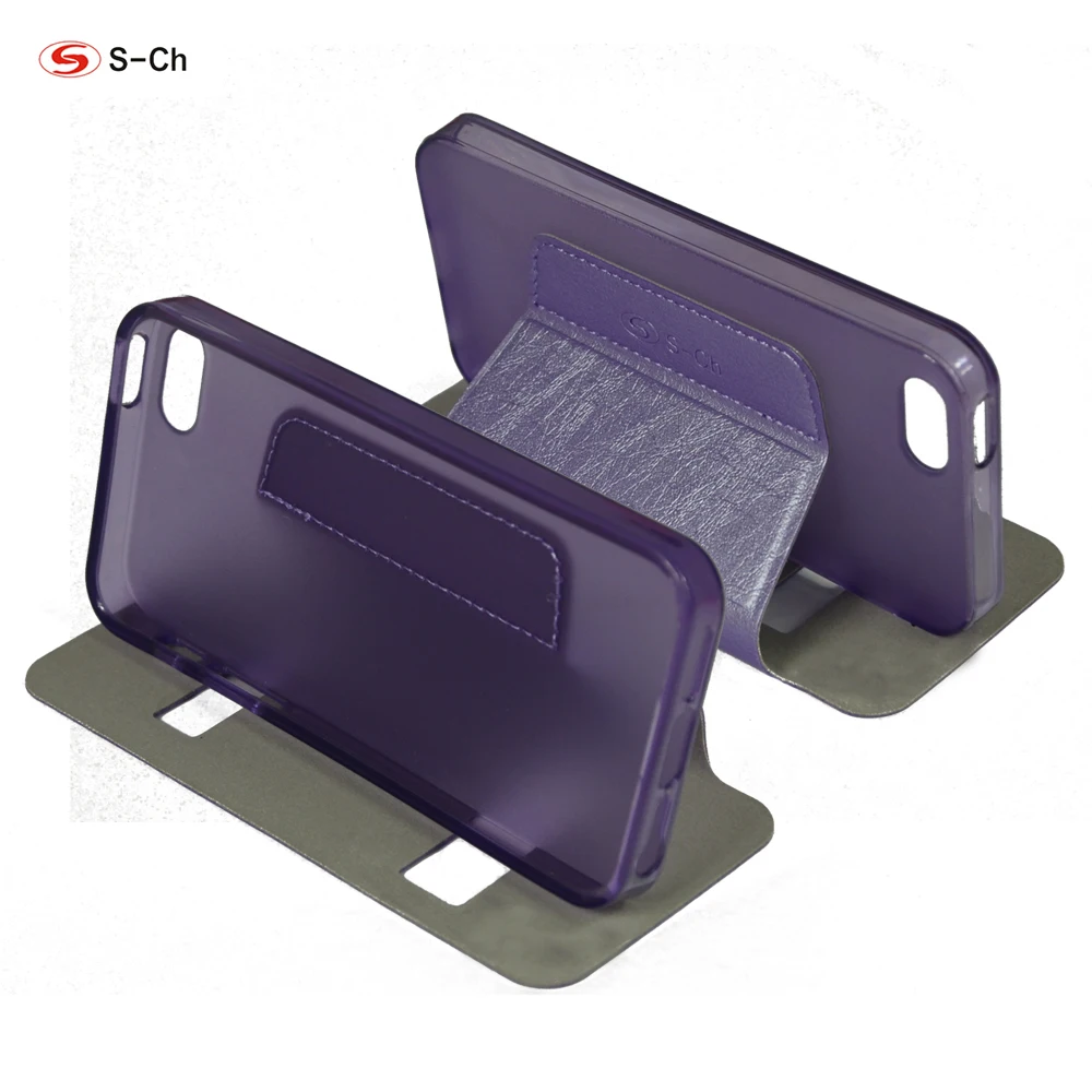 Чехол подставка из искусственной кожи с двойным окошком для Apple iPhone 4|leather case|case