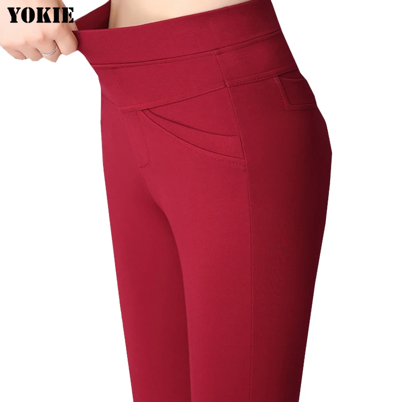 Летние женские офисные рабочие брюки stlye прямые Стрейчевые хлопковые с высокой