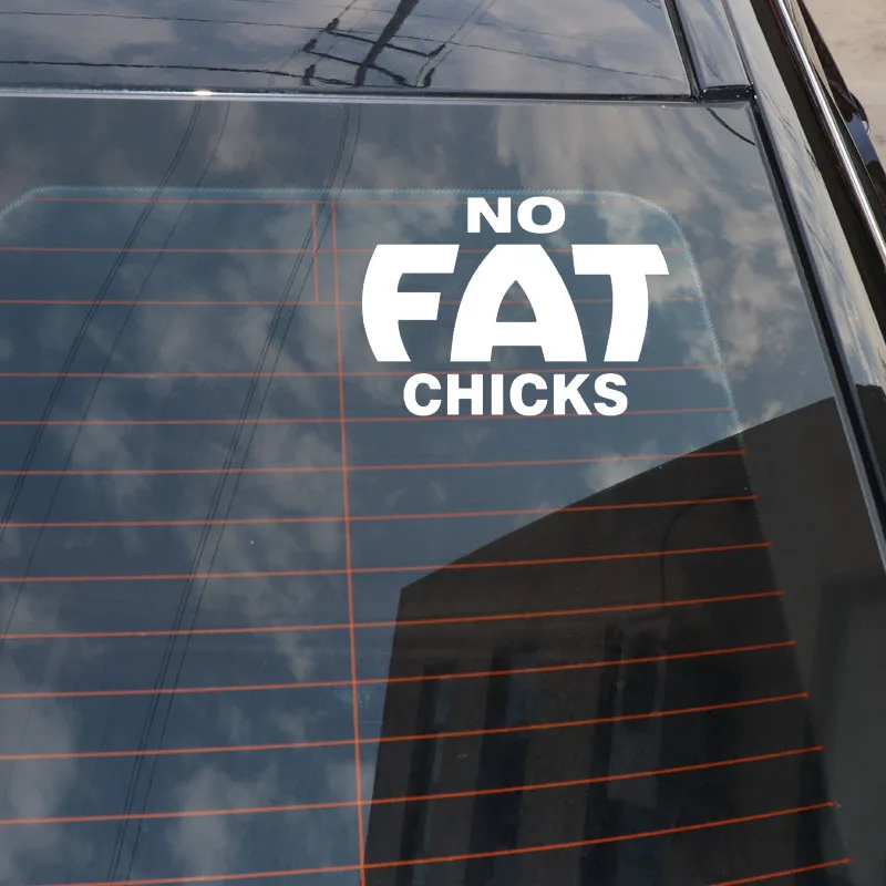 YJZT 14CM*10CM Fun NO FAT CHICKS Vinyl Car-styling Car Sticker Decals Black/Silver C11-0610 | Автомобили и мотоциклы