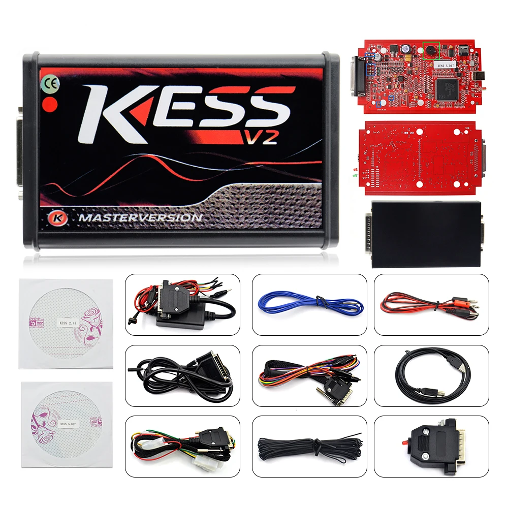 Онлайн KESS V2.47 EU красный V5.017 OBD2 менеджер Тюнинг Комплект KTAG V7.020 4 светодиодный Kess V2 мастер ECU чип Тюнинг инструмент