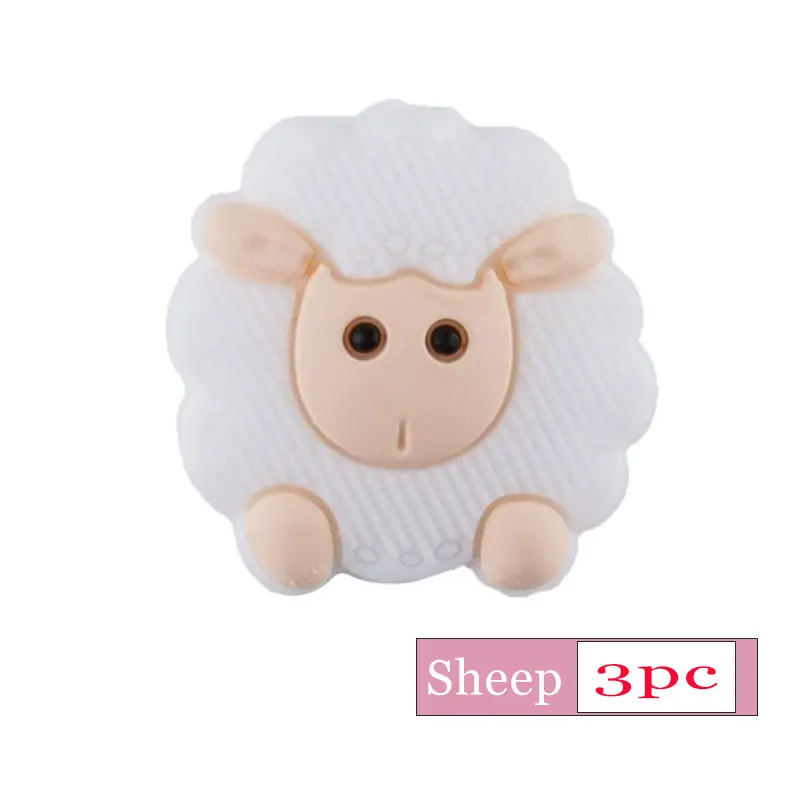 3pc Sheep White 3 шт Силиконовые бусы для прорезывания зубов детские товары грызун животное панда детский Прорезыватель DIY для соски подвеска на цепочке-ожерелье жевательная - Цвет: 3pc Sheep White