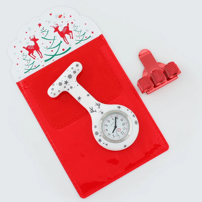 WS002P-BC-PVC-white Веселая Рождественская силиконовая брошь часы медсестры fob часы для кормления подарок кварцевая ручка зажимы для докторов медработников специально ручка сумка практичная - Цвет: WS002P-BC-PVC-white