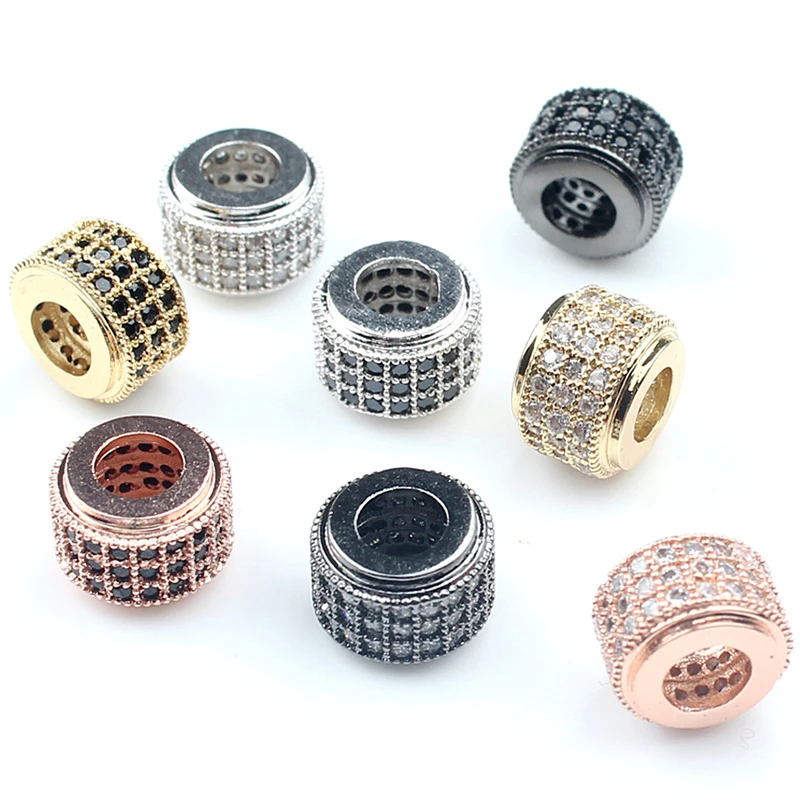 3 шт./лот CZ цилиндрические кристаллические очаровательные Бусины Металлические