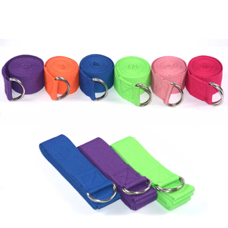 Multi-Warna Tali Yoga Warna D-Ring Latihan Kebugaran Gym Rope Gambar Pinggang Leg Resistance kebugaran Band Kapas