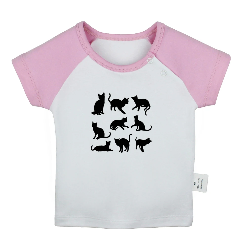 Футболка для новорожденных с рисунком кошки коротким рукавом и реглан |