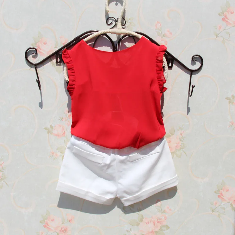2017 летняя блузка для маленьких девочек-подростков детские шифоновые топы без