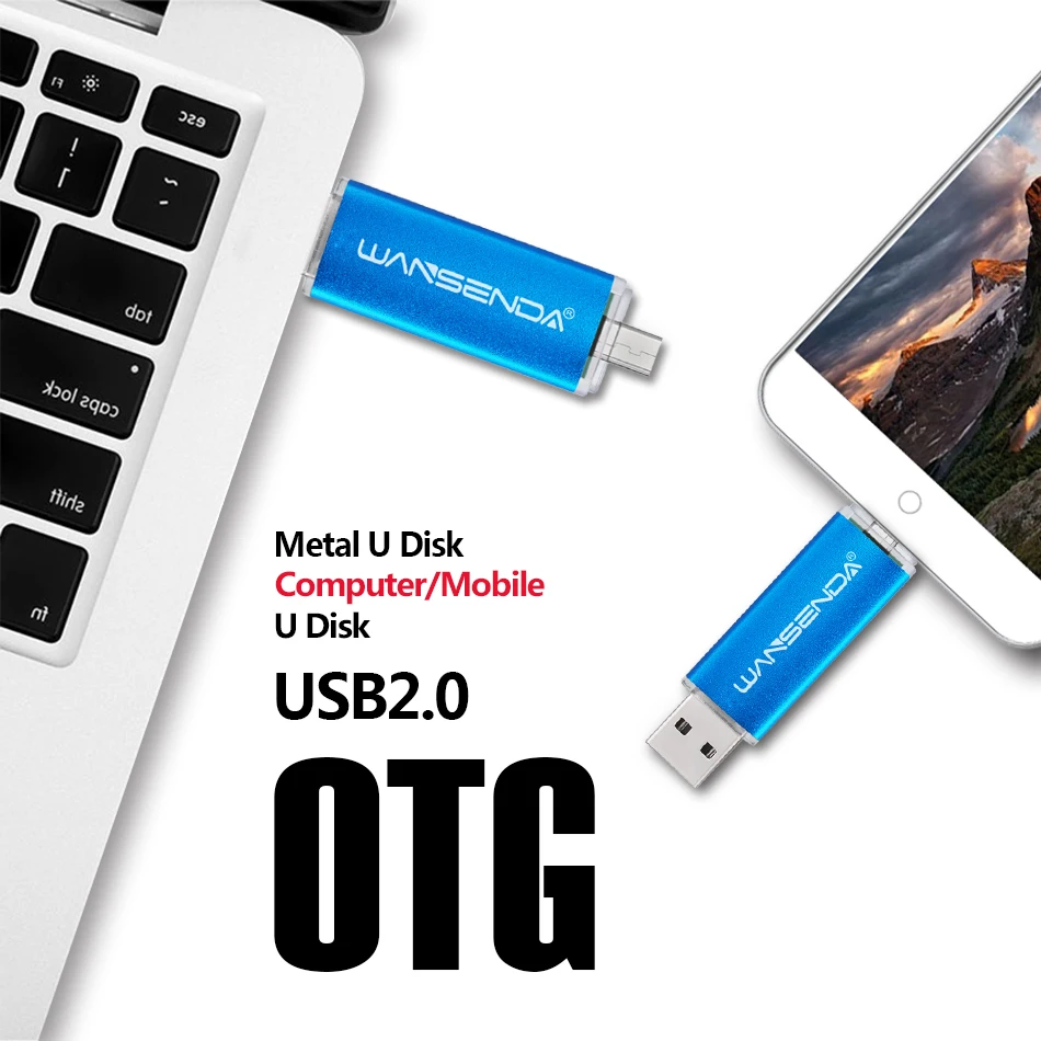 WANSENDA OTG USB флеш-накопитель 2 в 1 USB2.0 и Micro usb OTG флеш-накопитель 8 ГБ 16 ГБ 32 ГБ 64 Гб 128 ГБ 256 Гб флешки карта памяти