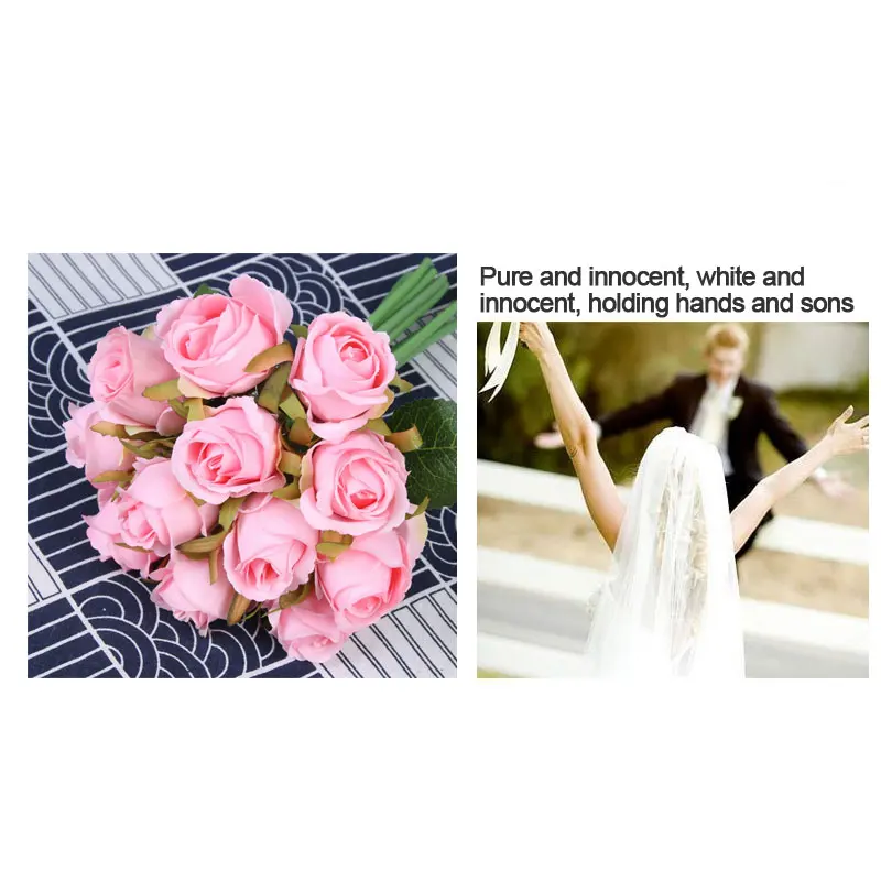 9 видов комбинации качества розы Искусственные Свадебные цветы букеты невесты