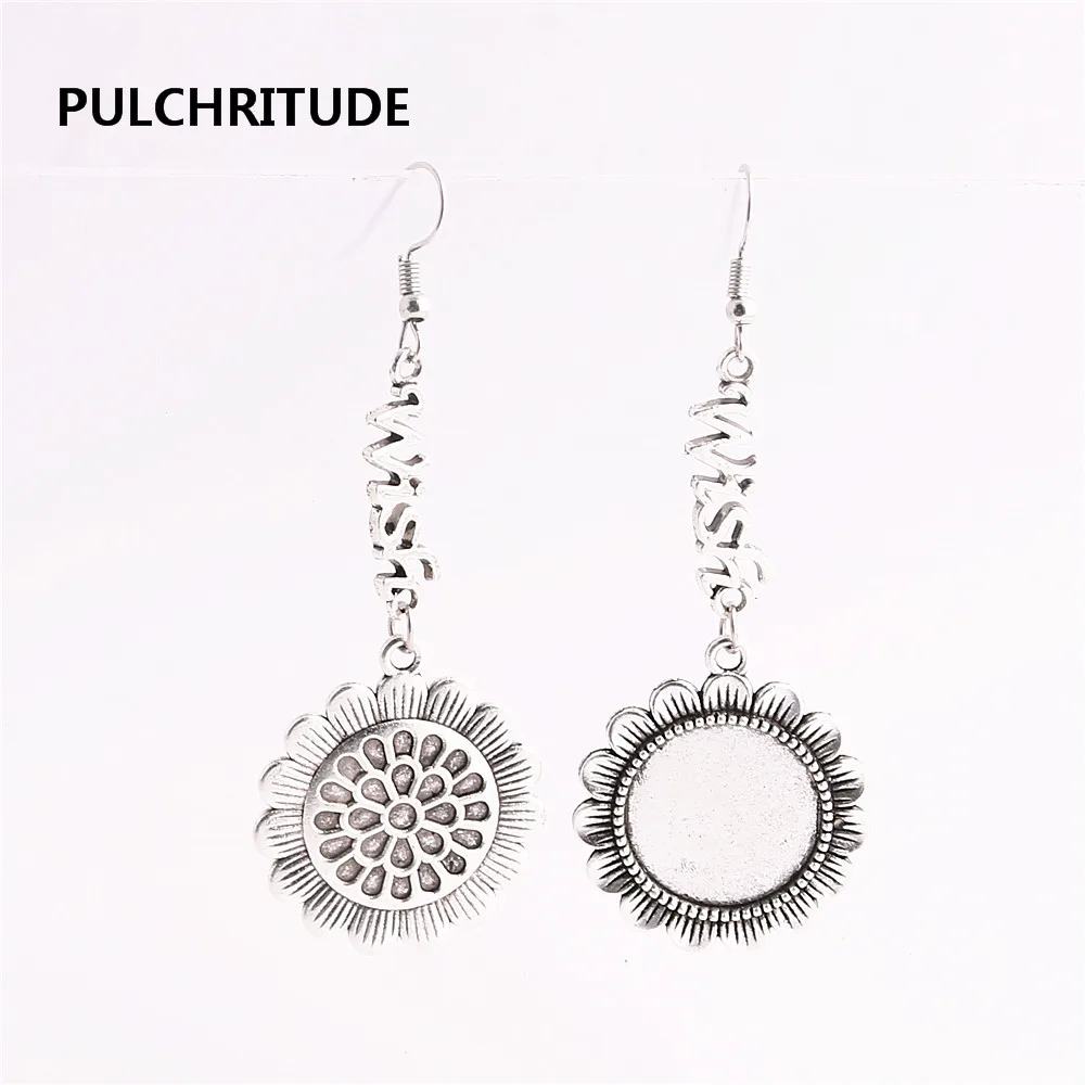 

PULCHRITUDE 12pcs/lot Metal Alloy Zinc Wish Charm Fit round 20mm Cabochon Base Pendant Drop Earing Jewelry Making C0872