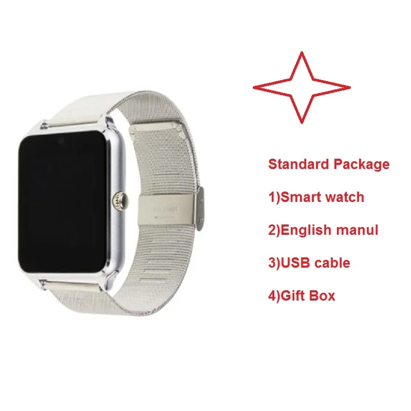 Silver Лидер продаж Bluetooth Смарт часы Z60 для мужчин и женщин Bluetooth 2G Smartwatch Поддержка наручные часы с SIM для IOS Android 16 ГБ TF Bluetooth - Цвет: Silver