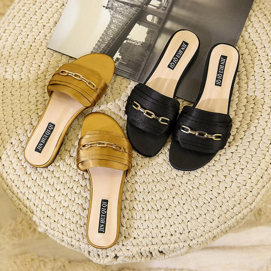 Светильник Роскошные модные шлепанцы Женская обувь Новинка Удобные на плоской