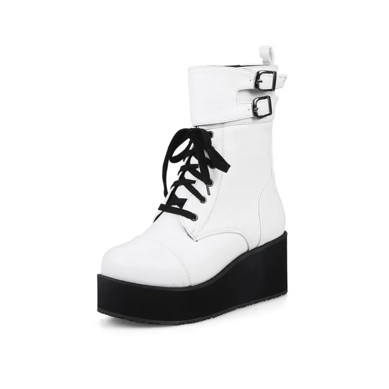 Ботинки PXELENA рок панк готик женская обувь на платформе криперы танкетке высокий