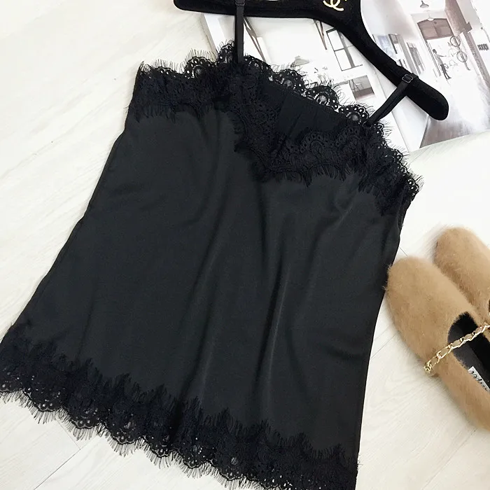Новинка 2017 Женский однотонный топ женский модный жилет с кружевными лямками