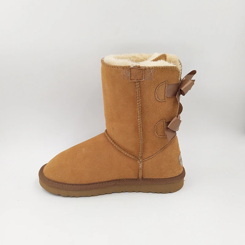 DAGNINO Горячая леди бренд Австралия два банты короткие botas Высокое качество Женская обувь зимние теплые пояса из натуральной кожи с бантиком