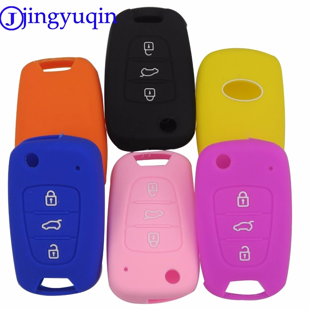 

jingyuqin 50ps 3BTN Silicone Key Cover Case For Kia RIO K2 K5 Sportage Sorento For Hyundai i20 i30 i35 iX20 iX35 Solaris Verna