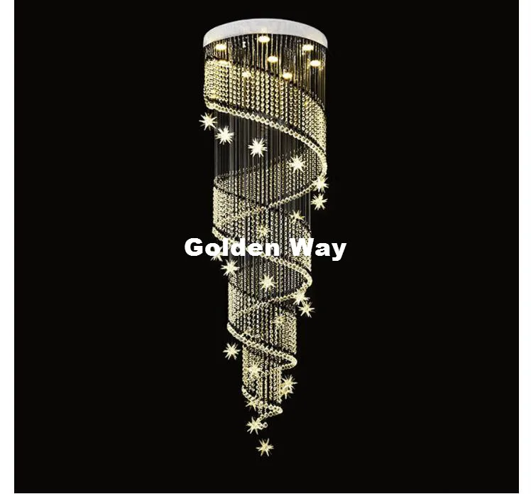 値段 送料無料現代クリスタルペンダントランプスパイラルデザインリビングルームぶら下げledランプ高級階段ホテル照明器具