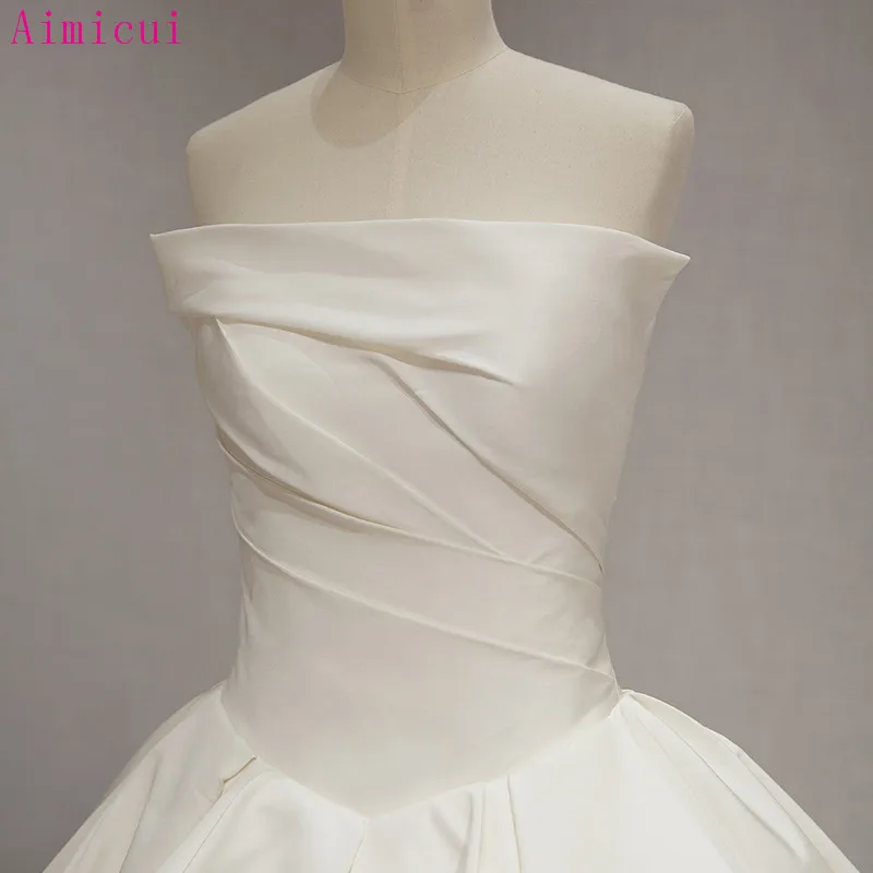 Винтажное свадебное платье с вырезом лодочкой Vestido De Noiva простое матовое Атласное