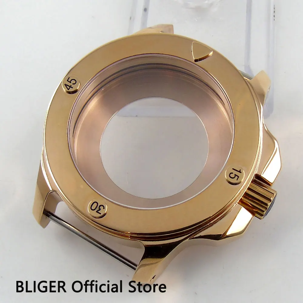 Чехол для мужских часов BLIGER 47 мм 316L из нержавеющей стали с покрытием розового