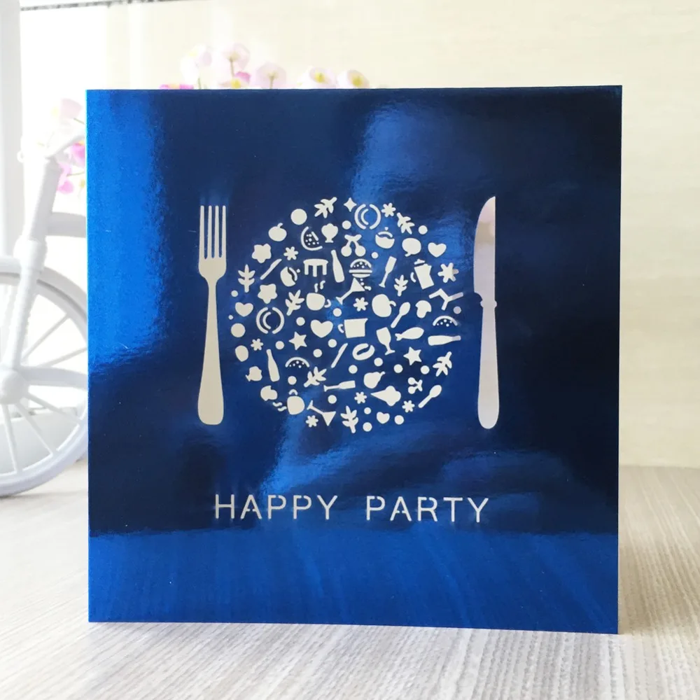 30 шт. Металлические Синие свадебные пригласительные открытки с вырезами и цветок