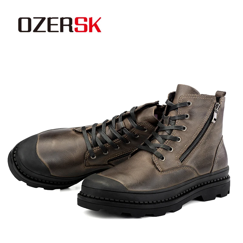 OZERSK/; Лидер продаж; сезон весна-осень; модные мужские рабочие ботинки; Молодежный стиль; Повседневная обувь; высокое качество; удобные ботинки для мужчин