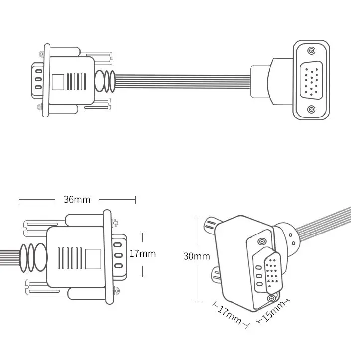 Кабель VGA 15pin 3 + 6 углов папа-vga папа под углом 90 градусов 5 футов 10 м для проектора
