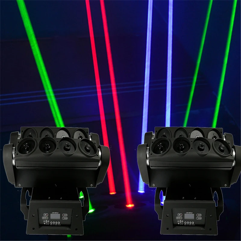 2 шт./лот RGB светодиодный люстры пауки 8 головками Перемещение лазерной головки
