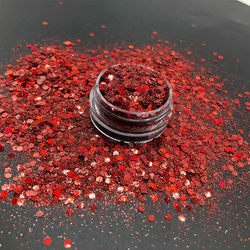 I-Red 100 г/пакет лазер смешанный шестигранный массивный Блестящий блестящий порошок блестящая наклейка ногти искусство лицо волосы вечерние свадебные украшения - Цвет: I-Red
