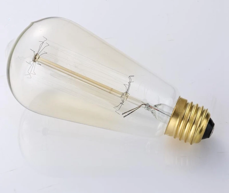 Ретро Edison лампы накаливания Винтаж огни 60 W 220 V Ретро Эдисон украшения искусства ST64 лампочки E27 декоративные лампы