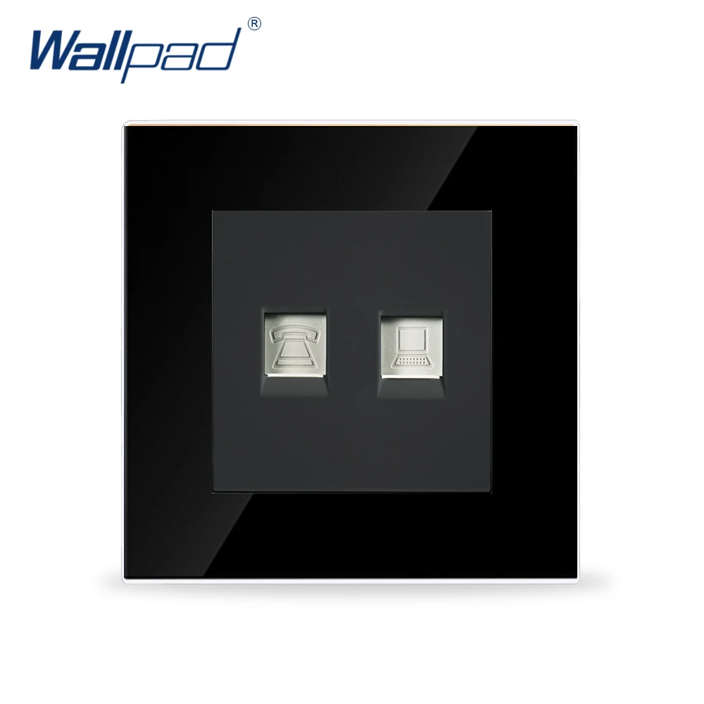 Wallpad телефон и разъем для передачи данных Черный Кристалл Стекло переключатель