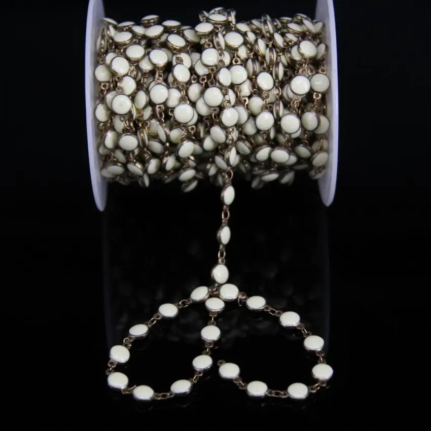 Круглая медная цепь 6 мм с круглыми шариками желтым стеклом | Украшения и