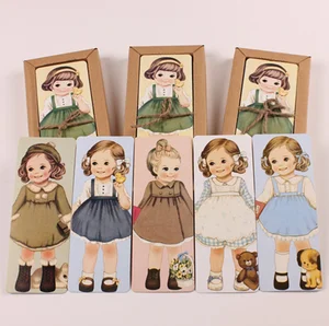 30 шт.упак. Милая новая девочка кукла мате Серия набор закладок в крафтопосылка бумажные закладки держатель для книг карта сообщений