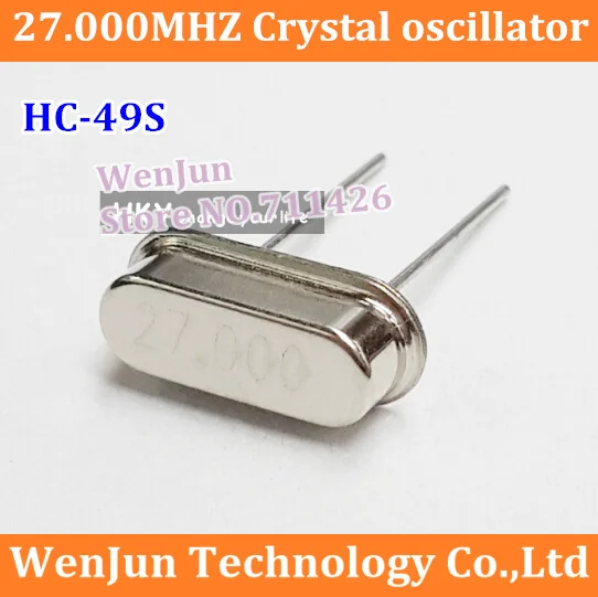 500pcs free shipping  27M 27.000MHz  HC-49S  Crystal Oscillator 27MHz Quartz Crystal Oscillator 20ppm 20pF