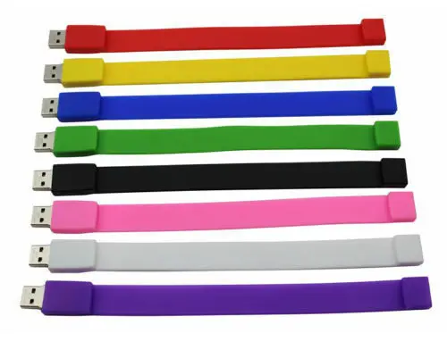 100% Подлинной Моды Силиконовый Браслет 8 ГБ 16 32 64 USB 2.0 Flash Memory Stick Pen Drive Thumb U Диск для