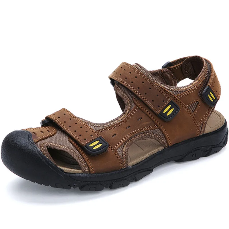Big Size 39-47 New Fashion Men's Sandals Designer Leather Zapato Men Cowhide Slippers Outdoor Causal Beach Summer Shoes | Обувь