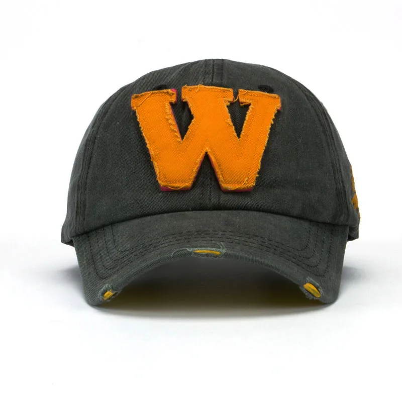 Регулируемая хлопковая кепка с буквами W для гольфа унисекс хип хоп черный и