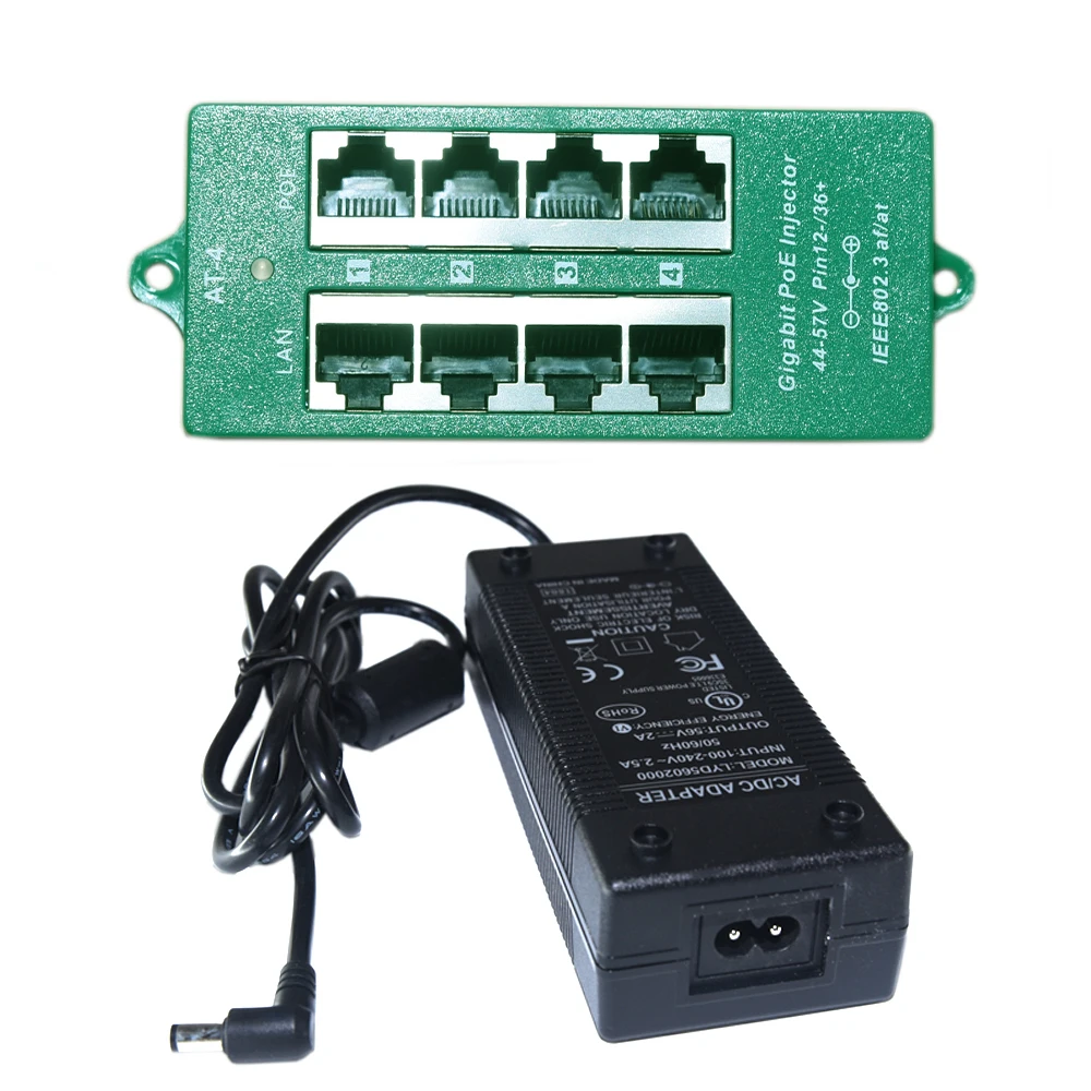 4 портовый гигабитный блок питания Ethernet PoE + инжектор для автоматического ведения