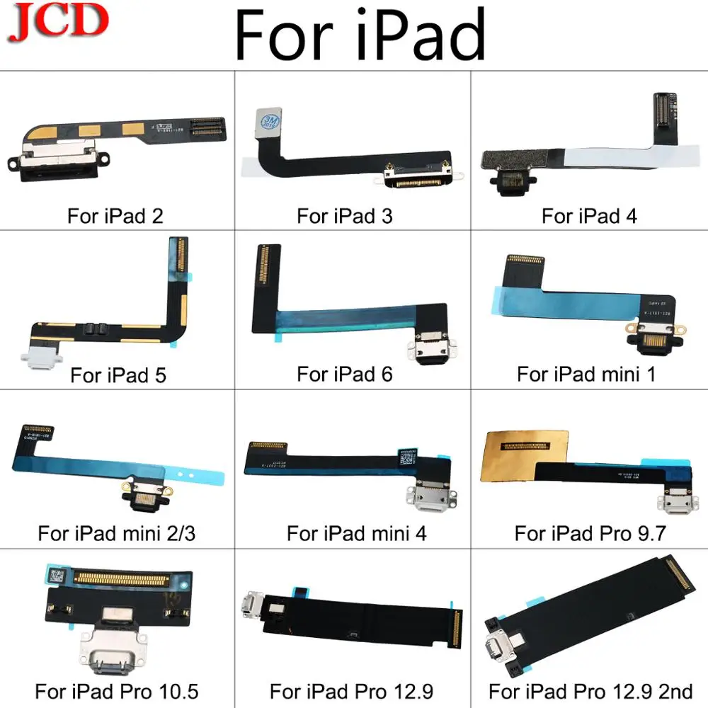 

JCD Charger Charging Port USB Dock Connector Data Flex Cable Ribbon For iPad 2 3 4 5 6 Air 2 Mini 1 2 3 4 Pro Replacement Parts