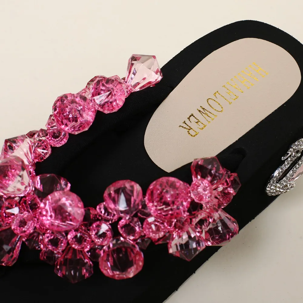HAHAFLOWER шикарные женские Вьетнамки с кристаллами Модные Летние Стильные шлепанцы