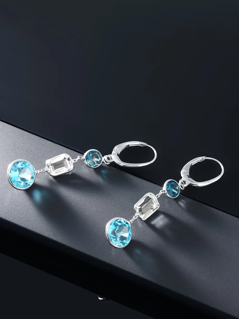 GemStoneKing 7 00 Ct натуральный синий Лондон белый топаз рычаг назад серьги 14 к белого