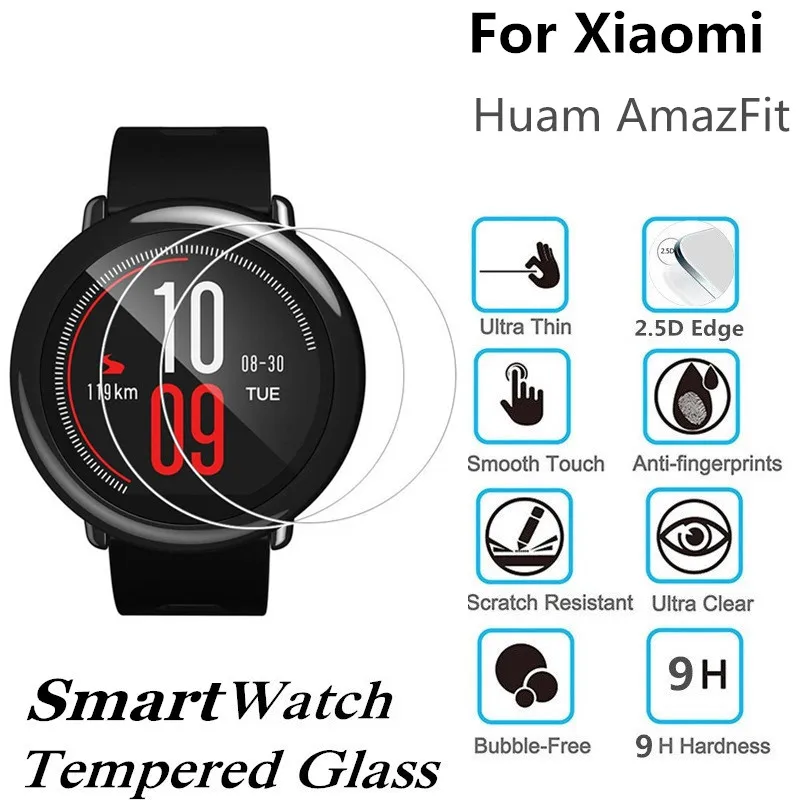 

10PCS Tempered Glass For Xiaomi Huami Amazfit Sport Smart Watch Screen Protector D37mm Protective Film