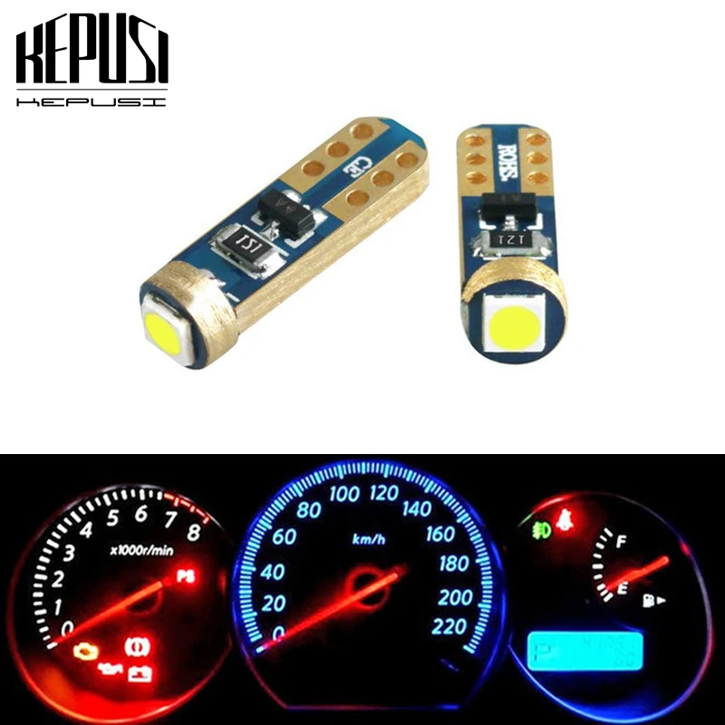 2 шт. W3W T5 1 SMD 3030 Автомобильный светодиодный светильник Canbus без ошибок 12 в белый