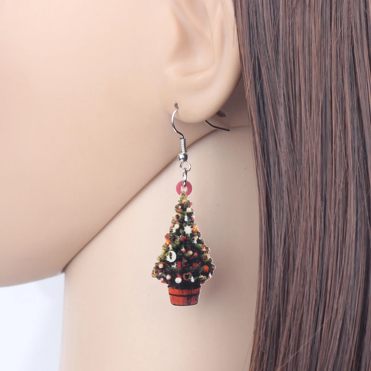 Bonsny стилистика акриловая елка серьги-подвески в форме капли украшения подарок